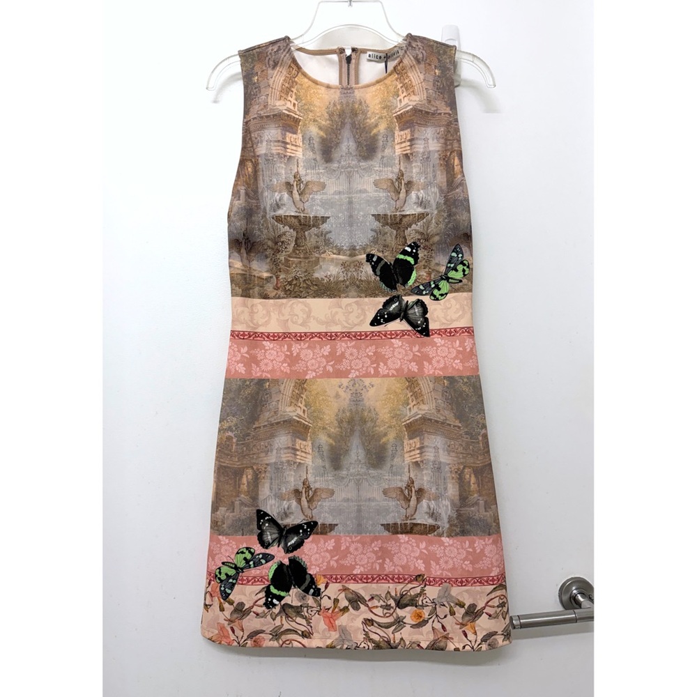 NWT Alice + Olivia Wynell Versailles A Line Mini Dress Pink Palace Butterfly 10 - Picture 2 of 11